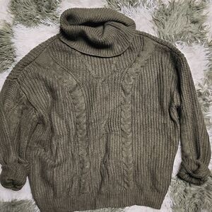 Zesica Chunky Cable Knit Turle Neck Sweater